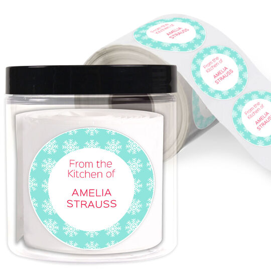 Snowflakes Kitchen Round Gift Stickers in a Jar